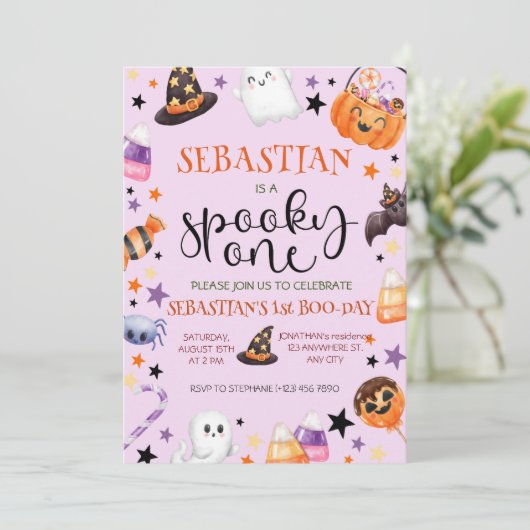 Invitation Anniversaire éffrayant d'un Halloween (Debout devant)
