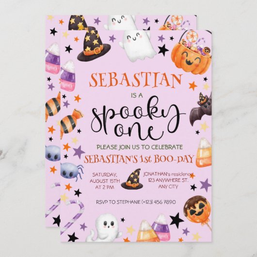 Invitation Anniversaire éffrayant d'un Halloween (Devant / Derrière)