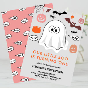 Invitation Anniversaire effrayant mignon fantôme Halloween 1