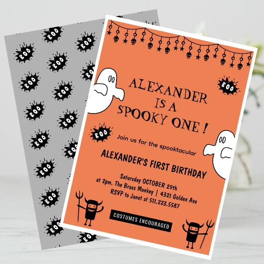 Invitation Anniversaire effrayant Spooktacular pour un an Hal
