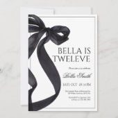 Invitation anniversaire élégant à ruban noir (Devant)
