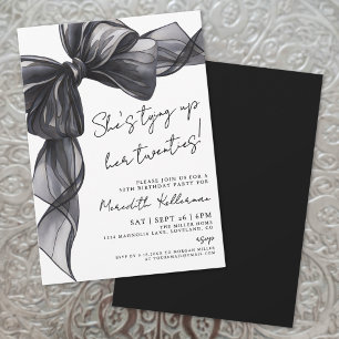 Invitation Anniversaire Élégant Aquarelle Noir Nœud Papillon