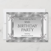 Invitation Anniversaire élégant Art Déco Argent Chrome (Devant)
