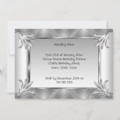 Invitation Anniversaire élégant Art Déco Argent Chrome (Dos)
