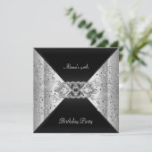 Invitation Anniversaire Elegant Black Silver Event Party (Debout devant)