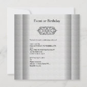 Invitation Anniversaire Elegant Black Silver Event Party (Dos)