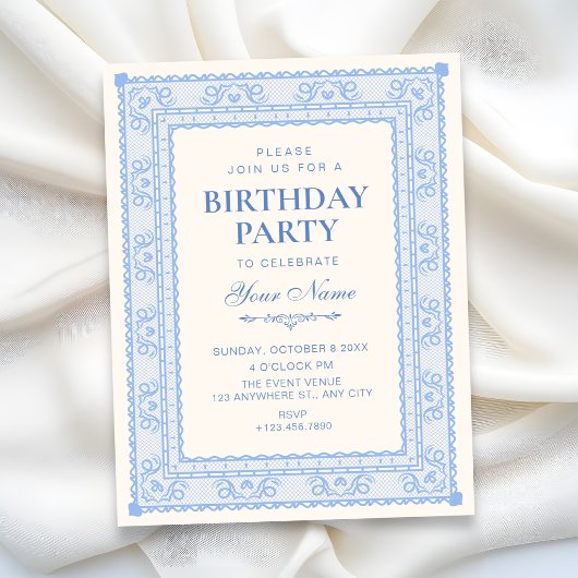 Invitation Anniversaire élégant bleu