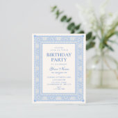 Invitation Anniversaire élégant bleu (Debout devant)