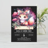 Invitation Anniversaire Elegant Boho Fox (Debout devant)
