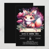 Invitation Anniversaire Elegant Boho Fox (Devant / Derrière)