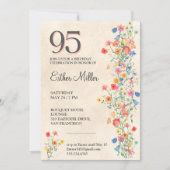 Invitation Anniversaire élégant de 95 ans - Conception de fle (Devant)