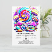 Invitation Anniversaire élégant de beignes sucrées (Debout devant)