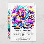 Invitation Anniversaire élégant de beignes sucrées (Devant / Derrière)