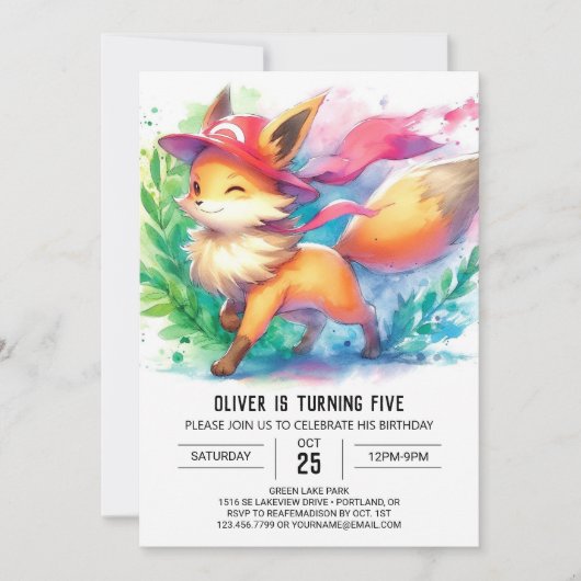 Invitation Anniversaire élégant de Fox (Devant)