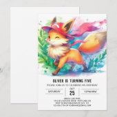 Invitation Anniversaire élégant de Fox (Devant / Derrière)