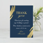 Invitation Anniversaire élégant de la marine chic et de l'or (Debout devant)