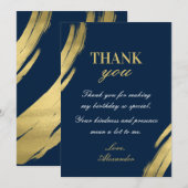 Invitation Anniversaire élégant de la marine chic et de l'or (Devant / Derrière)