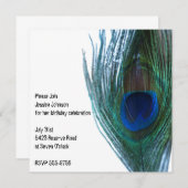 Invitation Anniversaire élégant de paon (Devant / Derrière)