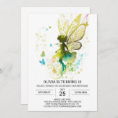 Invitation Anniversaire Élégant De Petite Fée (Devant / Derrière)