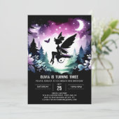 Invitation Anniversaire Élégant De Petite Fée (Debout devant)