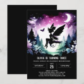 Invitation Anniversaire Élégant De Petite Fée (Devant / Derrière)