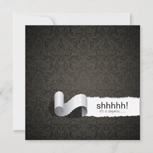 Invitation Anniversaire élégant de surprise de damassé (Devant)