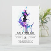 Invitation Anniversaire élégant de Wand Wielder (Debout devant)