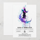 Invitation Anniversaire élégant de Wand Wielder (Devant / Derrière)