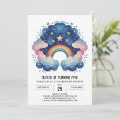 Invitation Anniversaire élégant des nuages Pastel (Debout devant)