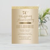 Invitation Anniversaire élégant du 50e Mariage d'or (Debout devant)
