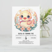 Invitation Anniversaire élégant du canard rose (Debout devant)
