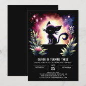 Invitation Anniversaire élégant du chat Pastel (Devant / Derrière)