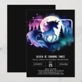 Invitation Anniversaire élégant du Cheval Magique (Devant / Derrière)