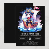 Invitation Anniversaire Élégant Du Petit Pirate (Devant / Derrière)