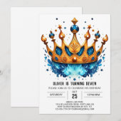 Invitation Anniversaire Élégant du Prince héritier (Devant / Derrière)