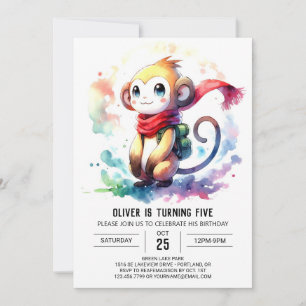 Invitation Anniversaire élégant du singe de la Jungle