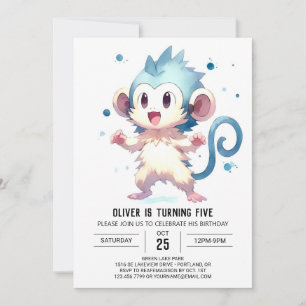 Invitation Anniversaire élégant du singe de la Jungle