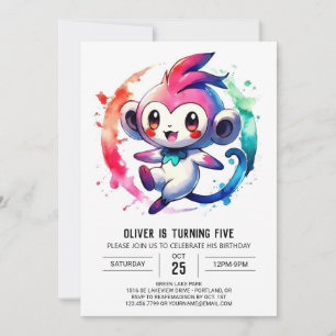 Invitation Anniversaire élégant du singe personnalisé