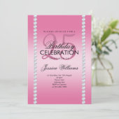 Invitation Anniversaire élégant en diamant rose (Debout devant)