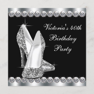 Invitation Anniversaire élégant en noir pour femme