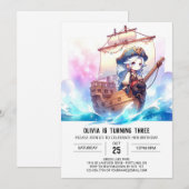 Invitation Anniversaire élégant et rêvé du pirate (Devant / Derrière)