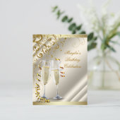 Invitation Anniversaire élégant ivoire or femme (Debout devant)