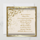 Invitation Anniversaire élégant ivoire or pour femme (Dos)