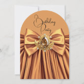 Invitation Anniversaire élégant Mocha Caramel Bijou or Bow (Devant)