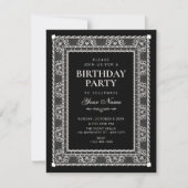 Invitation Anniversaire élégant noir  (Devant)