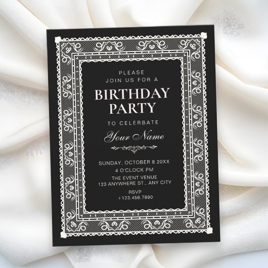 Invitation Anniversaire élégant noir 