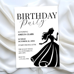 Invitation Anniversaire élégant noir et blanc