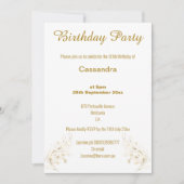 INVITATION ANNIVERSAIRE ÉLÉGANT OR ET PARTIES SCINTILLANT BLA (Devant)