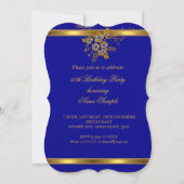 Invitation Anniversaire Elégant or Royal Blue Floral (Dos)