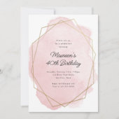 Invitation Anniversaire Élégant Rose Aquarelle Tout Âge (Devant)